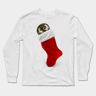 Owl in Christmas stocking | Funny Owl Long Sleeve T-Shirt